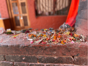 Colorful offerings at the Chandeshwari Temple