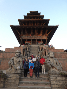 Global STEWARDS on the steps of a temple in Bhaktapur